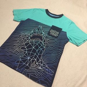 Boys Wonder Nation Multi Blue Shark Tee Lrg 10-12